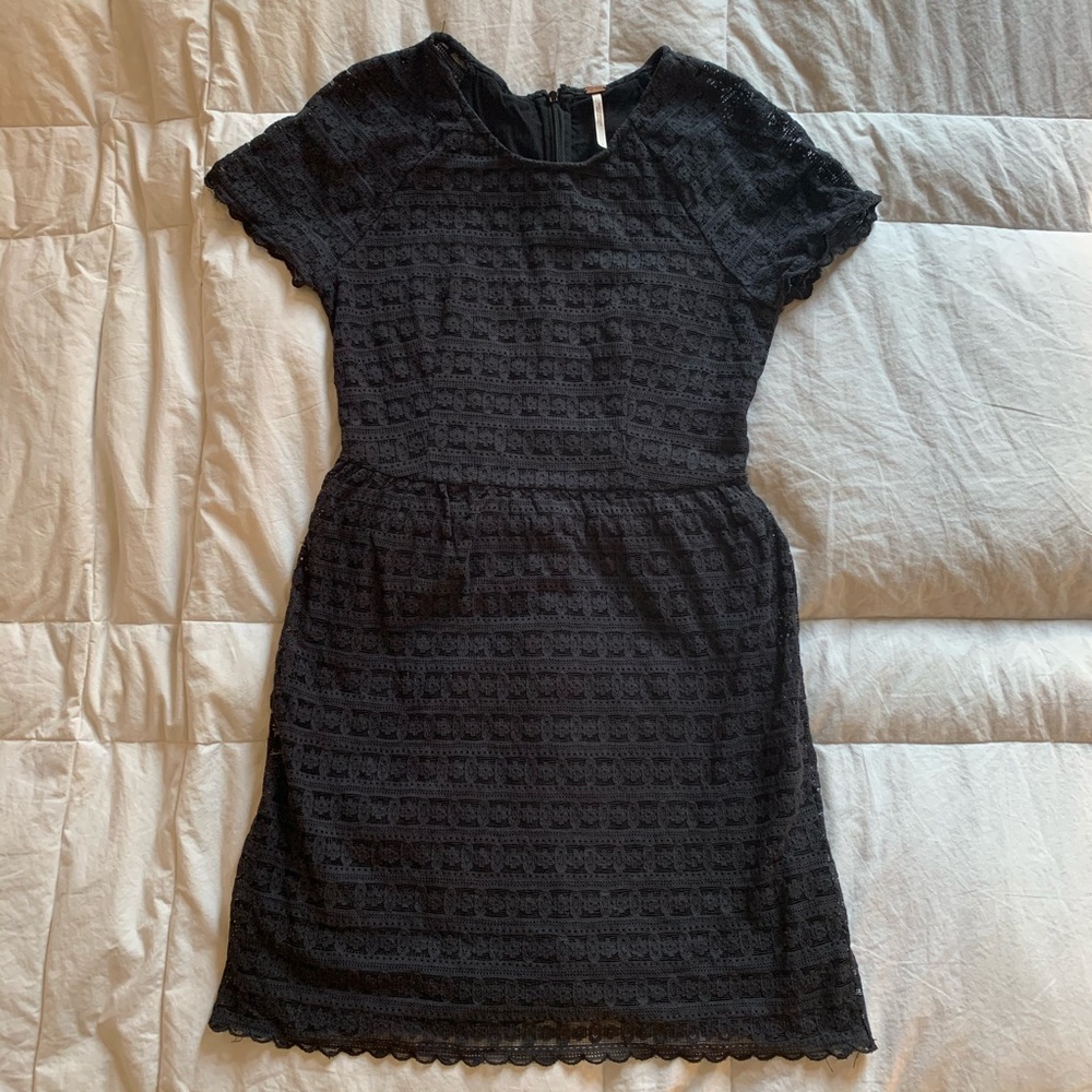 Free People Black Lace Mini Dress Size 2
